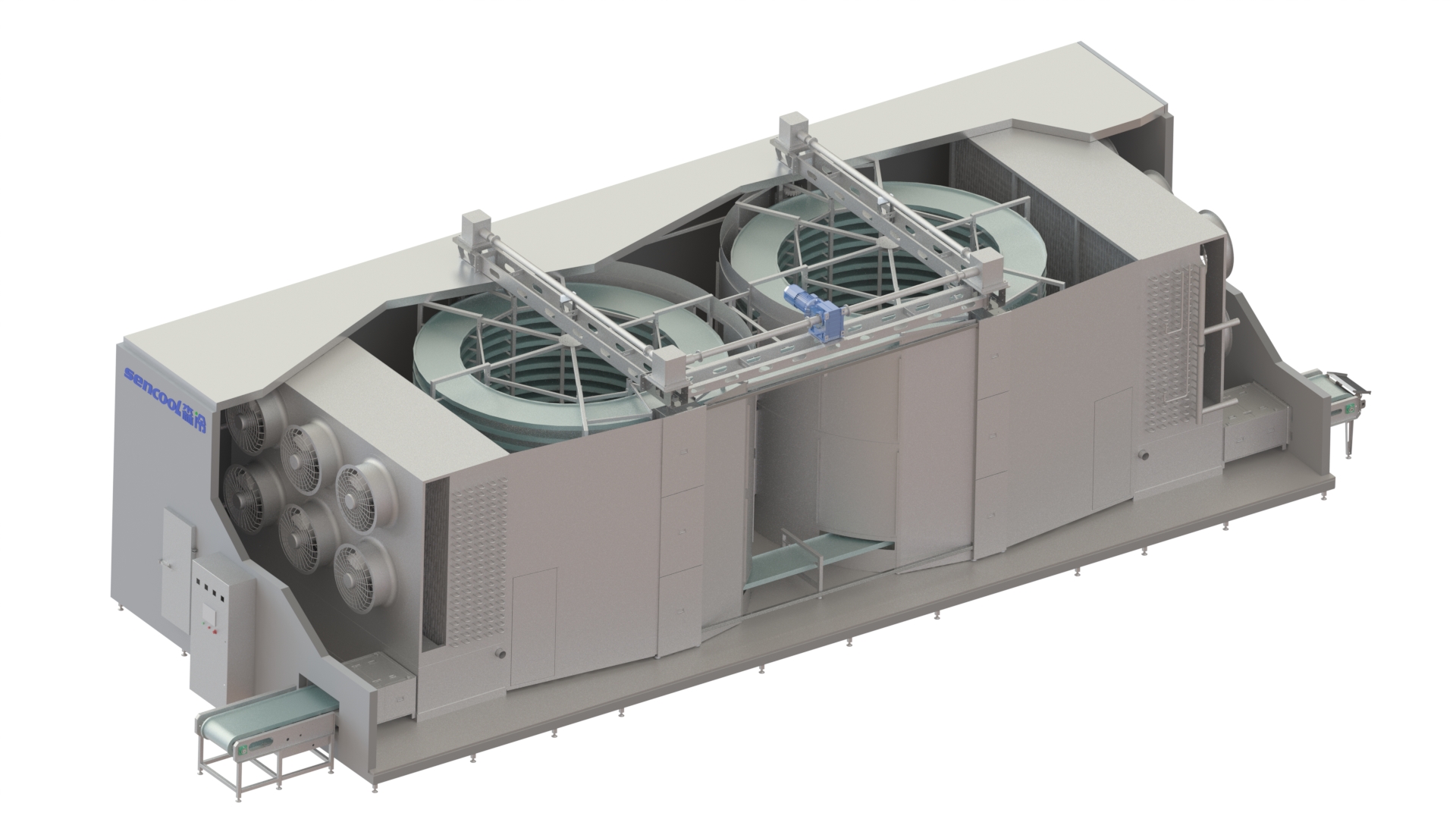 滑軌側(cè)驅(qū)雙螺旋速凍機